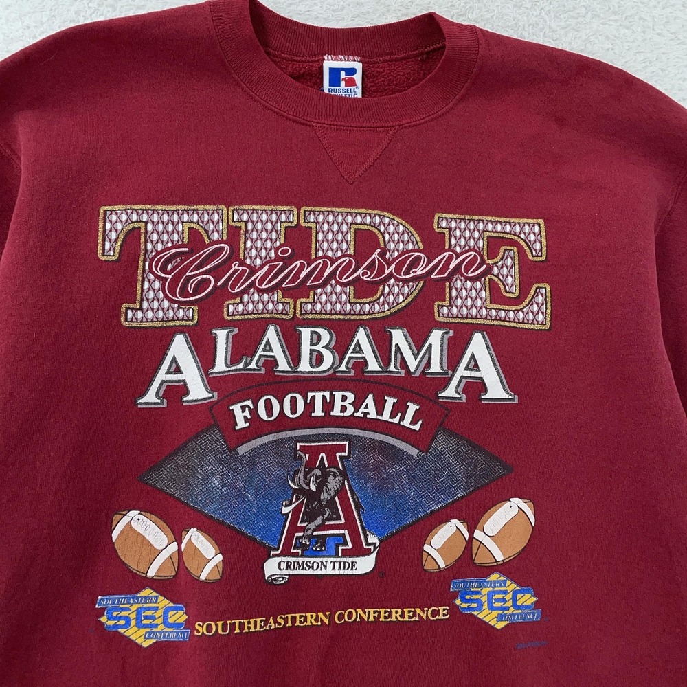 Vintage Alabama Crimson Tide Sweater Mens Small Red NCAA Football Crewneck‎ 90s
